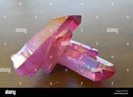 Beautiful Pink Aura Quartz Cluster Vibrant Colored Healing Crystal Specimen In Natural Light Rainbow Sparkly Crystal Cluster Pink Healing Crystal Stock Photo Alamy
