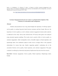 Pdf Customer Engagement In The Service Context An Empirical Investigation Of The Construct Its Antecedents And Consequences