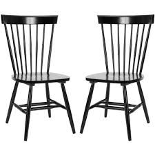 Safavieh Riley Black Wood Dining Chair Set Of 2 Amh8500b Set2 The Home Depot Spindle Dining Chair Solid Wood Dining Chairs Side Chairs Dining