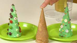Keep your crumble pieces chunky or they'll get lost in the ice cream. How To Make An Ice Cream Cone Christmas Tree Sophie S World Youtube