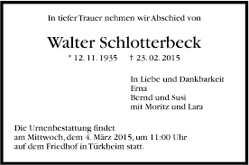 Hermann schlotterbeck wurde im april 1945 in. Traueranzeigen Von Walter Schlotterbeck Stuttgart Gedenkt De