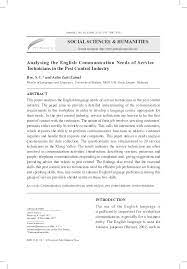 It's an international common tongue. Pdf Analysing The English Communication Needs Of Service Technicians In The Pest Control Industry Hee Sio Ching Academia Edu