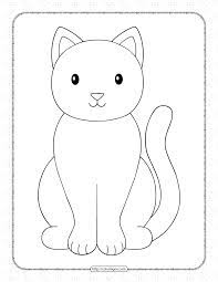 Simple cat coloring pages for kids. Printable Simple Cat Coloring Page For Kids