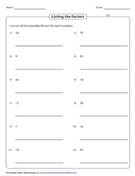 All are dilations of a single basic triangle. Factors Worksheets