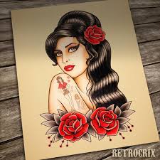 Yet for henry hate, the london tattoo artist who got to know winehouse well, it has been painful to watch. Amy Tattoo Druck Old School Tattoo Portrat Im Traditionellen Etsy
