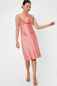 Petite Cowl Neck Satin Bias Cut Midi Dress Nasty Gal