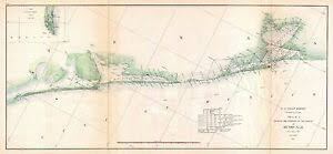 Details About 1857 Coastal Map Nautical Chart Triangulation Matagorda Bay To Galveston Texas