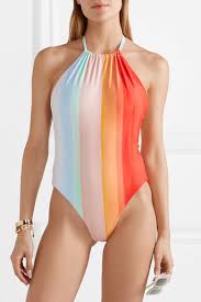 Dominique Striped Halterneck Swimsuit