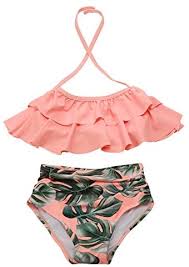 More buying choices $28.06(4 used & new offers). Girls Swimsuit Falbala High Waisted Bikini Set Halter Neck Swimwear Dots Printing Bathing Suits Buy Online At Best Price In Uae Amazon Ae