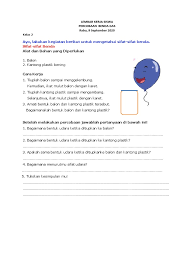 Bagaimana bentuk udara ketika ditiupkan ke kantong plastik? Lembar Kerja Siswa Percobaan Benda Gas