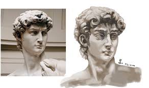 Un dibujo de David que hice hace un año. : r/learntodraw