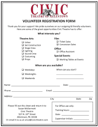 Fillable Online Volunteer Registration Form Civic Theatre Of Allentown Fax Email Print Pdffiller