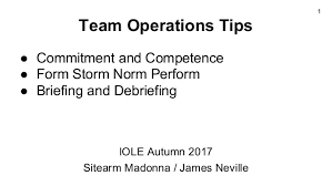 Team Operations Tips Iole Autumn 2017