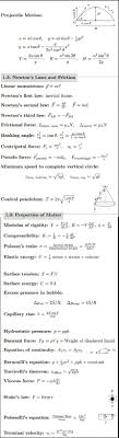 Laws Of Motion Matter Properties Projectile Cheat Sheet
