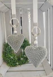 Fensterdeko 2 Set Herze Grau Weiss 15 U 11 Cm Landhaus Perle Fenster Dekor Fensterdeko Fensterschmuck