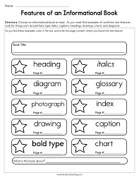 Features Of An Informational Book Worksheet Have Fun