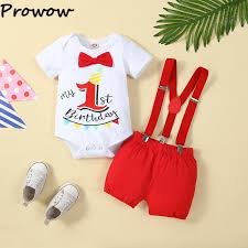 Prowow My 1st Birthday Boy Outfit Number"1" Romper+Suspender Shorts  Photography Props Cake Smash Outfit For Baby Boy Clothes - AliExpress 1501