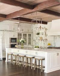 long kitchen island with five oak
