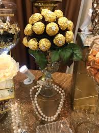 Elegant Black And Gold Dessert Table Ferrero Rocher Topiary Gold Dessert Table Gold Dessert Dessert Table