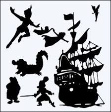 Peter Pan Ship Etc Mylar Reuseable Stencil Approx 6 X 6 With Inner Bits Disney Silhouettes Disney Silhouette Cartoon Silhouette