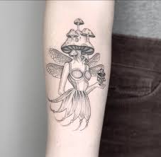A great collection of fairy tattoos for girls is gifted here. Mushroom Fairy Tattoo Done By Me Ig Brittnaami Mushrooms