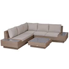 Outsunny 4 Pcs Rattan Sofa Furniture Set W Cushions Beige Aosom Uk 1000 In 2020 Corner Sofa Outdoor Rattan Garden Furniture Rattan Garden Furniture Sets
