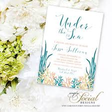Under The Sea Coral Turquoise Printable Beach Bridal Shower Invitation Nautical Wate Beach Bridal Shower Invitations Bridal Shower Theme Mermaid Bridal Showers