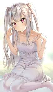 Pigtails and pink pantyhose 6 min. Long Hair Ponytail Black Eyes White Hair Pigtails Pink Eyes Mintol Anime Anime Girls Digital Art Artwork Portrait Display Simple Background Dress White Dress Silver Hair Pantyhose No Bra 860x1480 Wallpaper