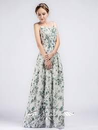 Long Chiffon Floral Printed Grey Bridesmaid Dress With Spaghetti Straps Tbqp339 174 Floral Bridesmaid Dresses Bridesmaid Dresses Formal Dresses Long Lace