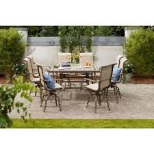 Belcourt rectangular metal outdoor dining table. Noble House Multi Brown 7 Piece Iron Rectangular Outdoor Dining Set With Beige Cushion 21607 The Home Depot Outdoor Seating Set Outdoor Dining Set Patio Dining Set