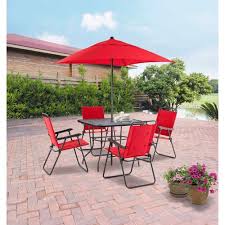 6 Pieces Mainstays Yard Padded Folding Patio Dining Set Garden Red Outdoor Patio Set Outdoor Patio Decor Patio