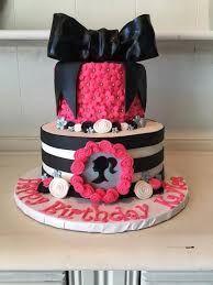 Black And White Birthday Cake For Girls Super Fun Hot Pink Black And White Barbie Cake With A Present Bow Barbie Birthday Cake Barbie Cake Doll Birthday Cake