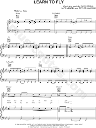 Foo Fighters Learn To Fly Sheet Music In Bb Major Transposable Download Print Sheet Music Foo Fighters Country Music Lyrics