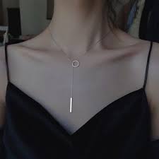 Metallique 925 Sterling Silver Rhinestone Hoop Bar Y Necklace Yesstyle