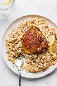 Buttery Garlic Herb Chicken And Lemon Cauliflower Rice Easy Skillet Dinner Recipes Yummy Chicken Recipes Keto Recipes Easy