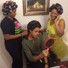 Net Being Put Over His Rollers After He Lost A Bet Hair Rollers Sleep In Hair Rollers Beauticians