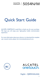 Use this erase the network on your alcatel. Alcatel One Touch 5054n Quick Start Manual Pdf Download Manualslib