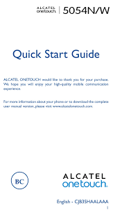 Desbloqueo alcatel one touch sport, desbloqueo alcatel ot 103. Alcatel One Touch 5054n Quick Start Manual Pdf Download Manualslib