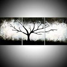 Triptych Black And White Impasto 3 Panel Wall Art Color Black White Tree In Wood The Wild Wood 3 Panel Wall Abstract Canvas Abstraction 48 X 20 Other Sizes In 2021
