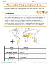 Free desert worksheets for kids. Where In The World Is The Desert Biome Worksheet Education Com