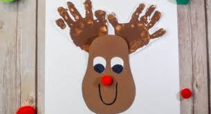 Download Cutest Christmas Reindeer Handprint Craft With Rudolph S Red Nose PSD Mockup Templates