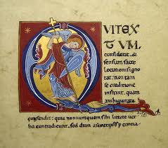 Saint Michel Terrassant Le Dragon Lettrine Q Enluminures Fr Lettrine Saint Michel Enluminure