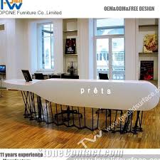 Its a tight fit but 1500 x 1500 desk fits 2 x 30 and 2 x 27 inch curved screens. Elegant Curved Front Face Design Solid Surface Man Made Hotel Reception Counter Design With Solid Surface Table Tops From China Stonecontact Com