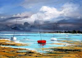 Barques A Maree Basse Peinture En Ligne Peinture Bateau Les Arts