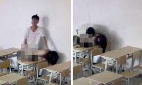 Chinese student couple caught on camera during intimate classroom moment |  Thaiger