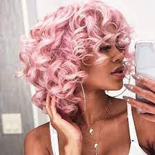 Amazon Com Short Curly Wigs Weave Hair Wig Loose Fluffy Wavy Big Curl Afro Synthetic Hair Wig Natural In 2021 Funky Curly Hair Hairstyles With Bangs Curly Pink Hair