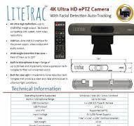 LiteTouch LiteTrac 4K Auto-Tracking ePTZ videoconference camera with long  range echo cancelling microphones built in