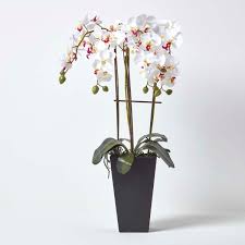 Gone are the days when fresh flowers could be used because not only are they difficult to maintain, they are artificial flowers and plants neither have to be watered nor trimmed, and they last for ages. Artificial Flowers Oriental Style White Orchid In A Black Pot 70 Cm