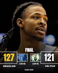 Hugo Gonzalez had 8 points, 3 rebs, 3 blks, 1 ast & 1 stl in 18 minutes as  the Celtics defeated the Grizzlies 121-103.