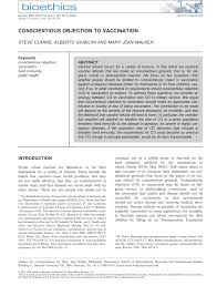Pdf Conscientious Objection To Vaccination